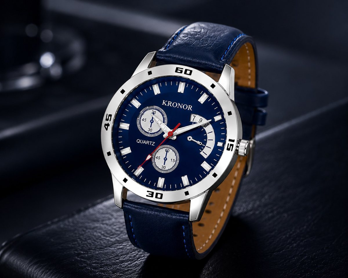 KRONOR MERIDIEN from a three-quarter angle showing the steel-toned bezel